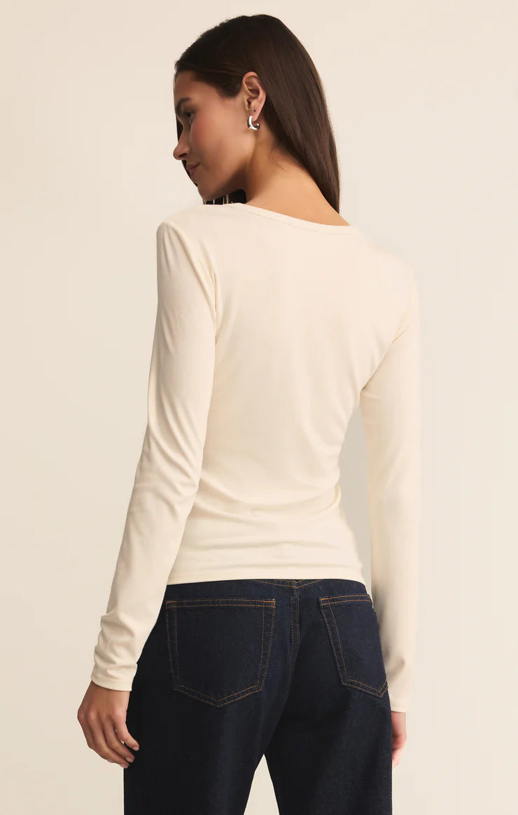 Z Supply SECOND SKIN CREW LONG SLEEVE TOP cloud SKU ZT254896