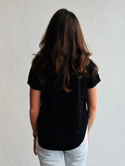 Bella Dahl V Black Neck T Shirt Long Tail