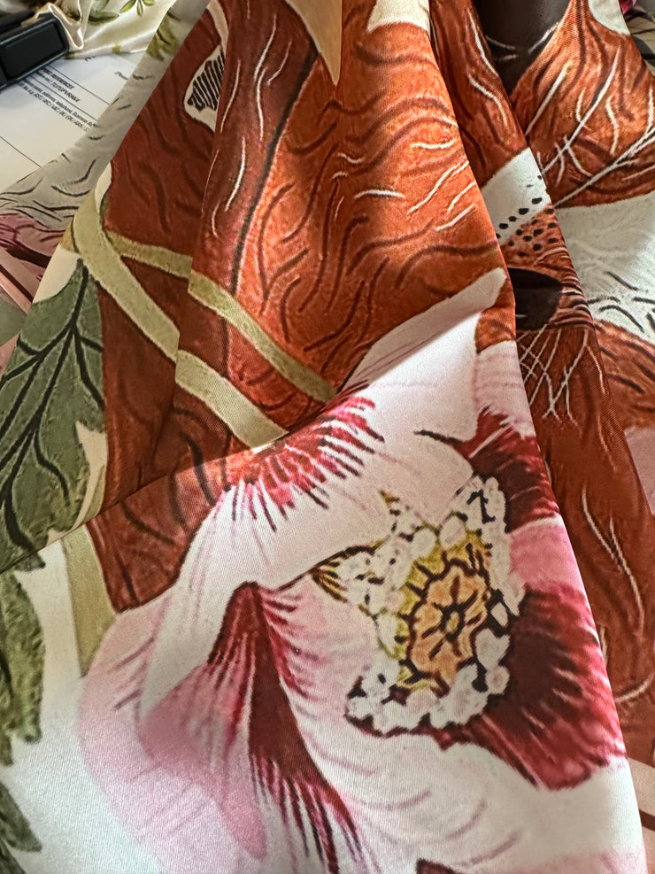 Silk Scarf Flowers/ Pink/ fox