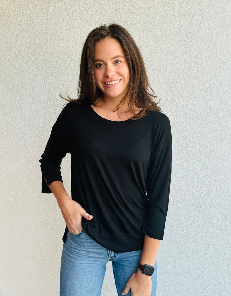 Nally & Millie Black Fine Viscose Top