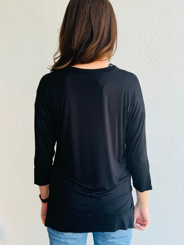 Nally & Millie Black Fine Viscose Top