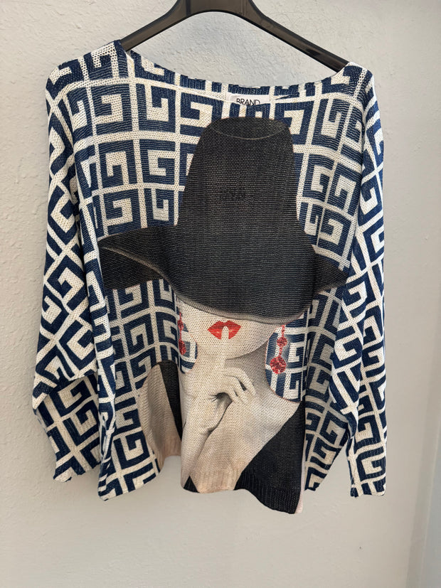 Brand Bazar Lady in Hat Sweater -one size