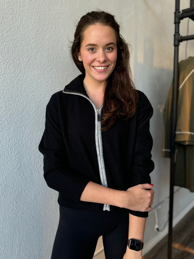 Trisha Tyler Black Zip Front Cardigan