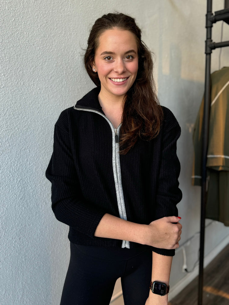 Trisha Tyler Black Zip Front Cardigan