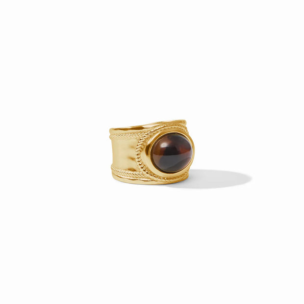 JULIE VOS MADISON RING -GOLD & ACRYLIC -TORTOISESHELL -SZ 7