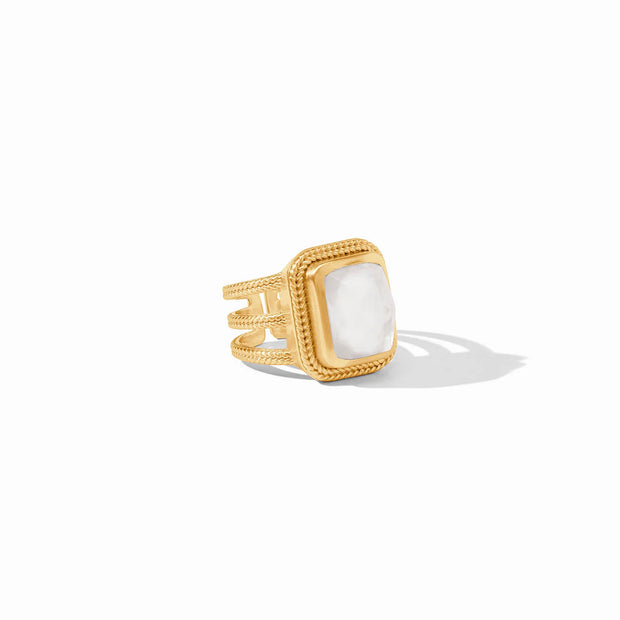 JULIE VOS CHEVAL STATEMENT RING IRIDESCENT CLEAR CRYSTAL