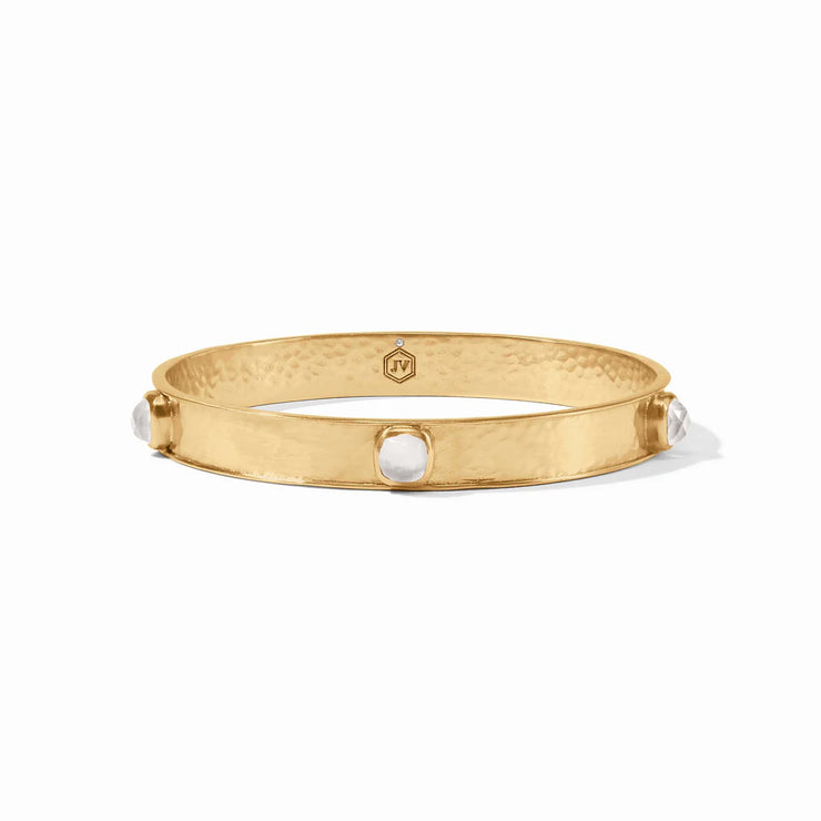 JULIE VOS CATALINA STONE BANGLE -GOLD-IRIDESCENT CLEAR -MEDIUM