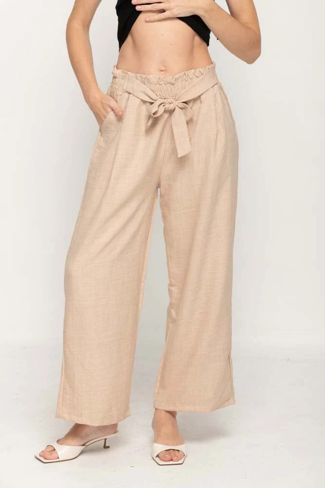 Miss Nikky Wide Leg Pant (Beige) FN507 3203