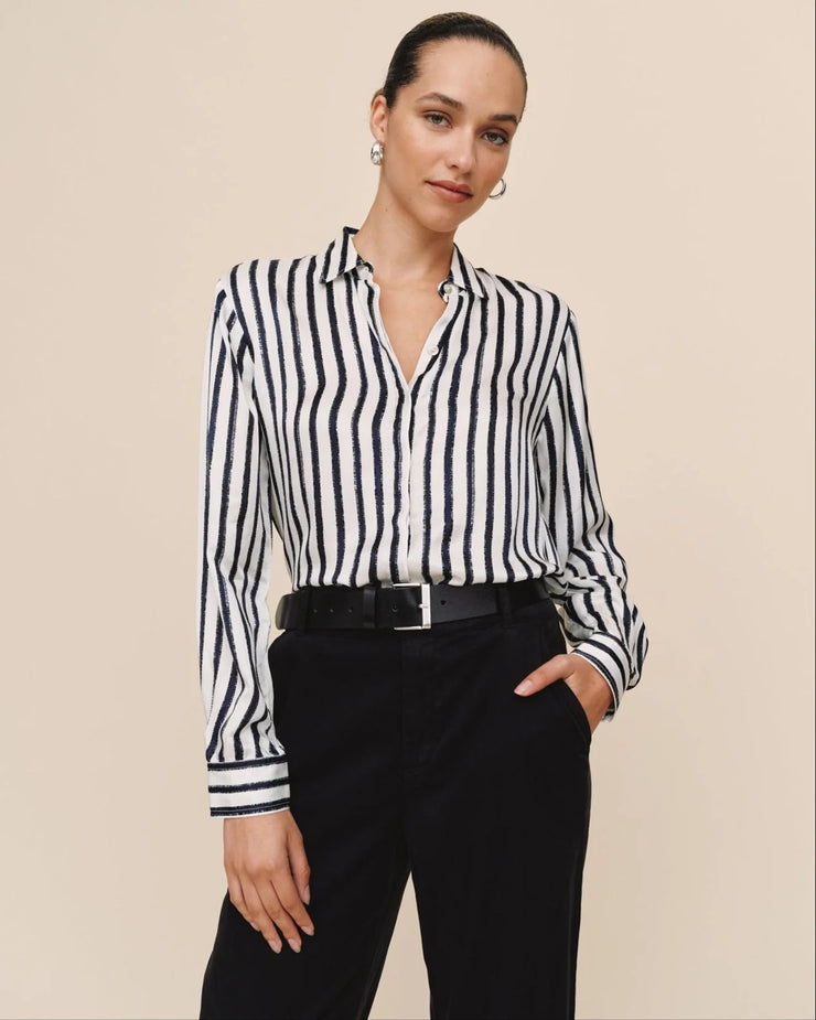 Bella Dahl High Low Hem Shirt - Indigo Ink Stripe SKU B2327-J36-304