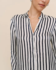 Bella Dahl High Low Hem Shirt - Indigo Ink Stripe SKU B2327-J36-304