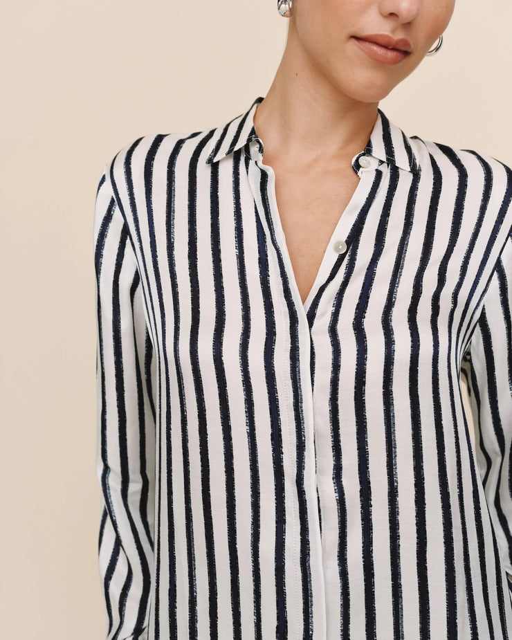 Bella Dahl High Low Hem Shirt - Indigo Ink Stripe SKU B2327-J36-304