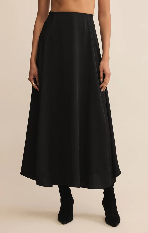 Z Supply NORTHPOINTE SATIN MIDI SKIRT Black SKU ZK254564