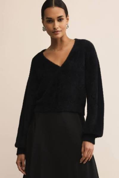 Z Supply Sadira Fluffly Cardigan Black SKU ZW254545