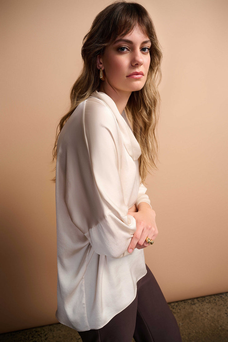 Joseph Ribkof fRecycled Satin Boxy Tunic with Cowl Collar 254217