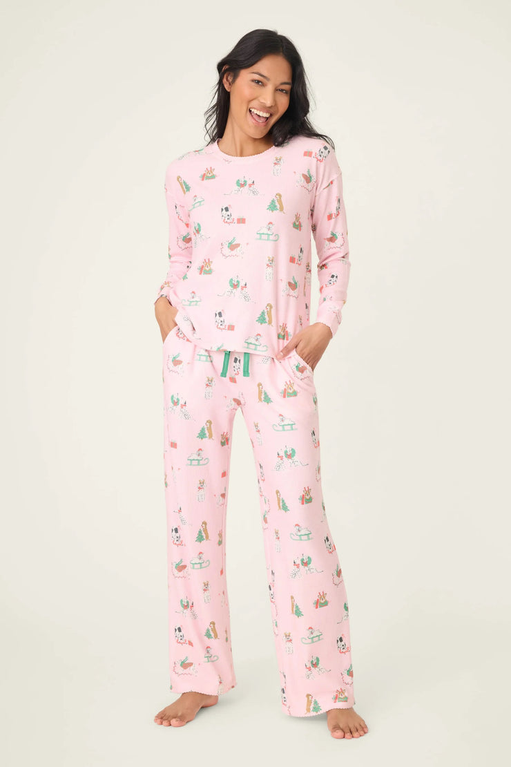 P.J. Salvage Peace & Pawlidays Dog Print Pants Set SKU RVPEST1