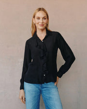 Bella Dahl Ruffle Blouse- Black