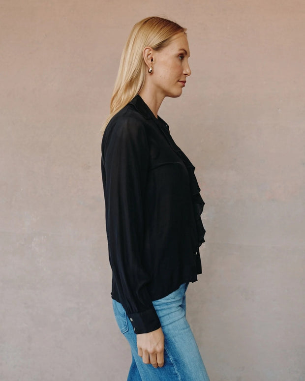 Bella Dahl Ruffle Blouse- Black