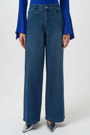 Joseph Ribkoff Classic Wide Leg Jeans with Rhinestones 254921