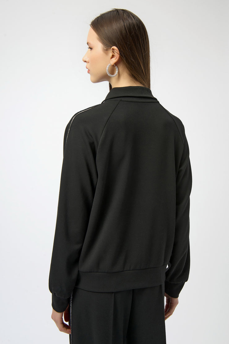 Joseph Ribkoff Scuba Jersey Funnel Neck Jacket Black 254959