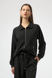 Joseph Ribkoff Scuba Jersey Funnel Neck Jacket Black 254959