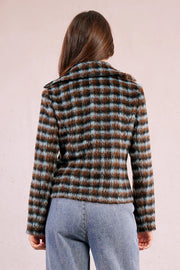 Molly Bracken LADIES WOVEN COAT Blue/Brown SKU P1831BDH-BROWN
