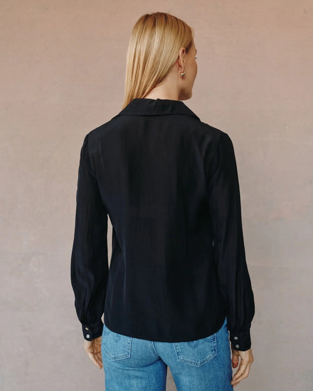 Bella Dahl Ruffle Blouse- Black