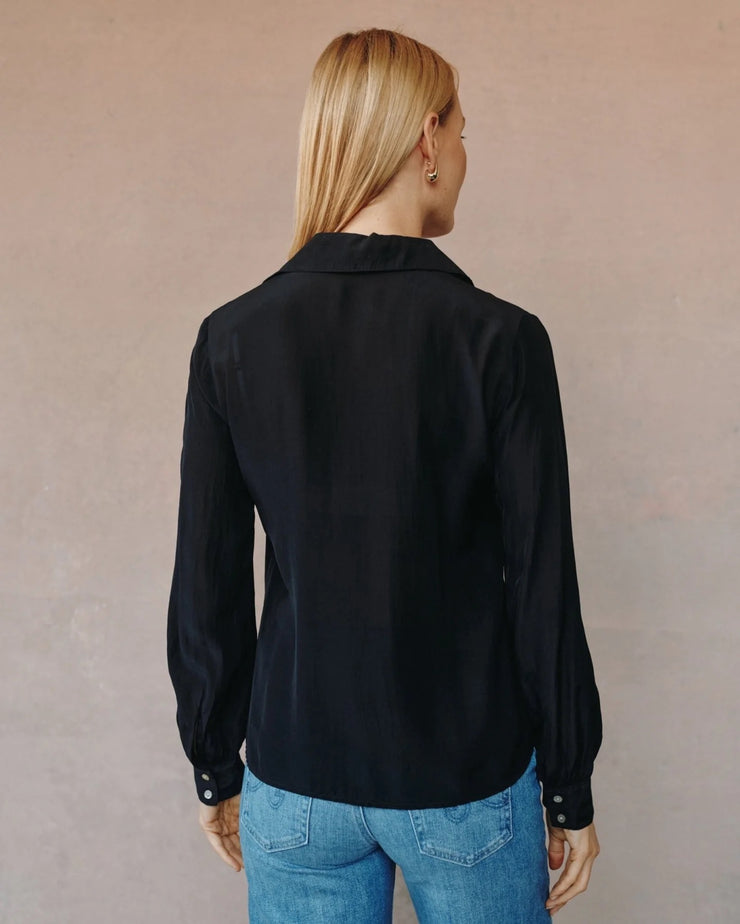 Bella Dahl Ruffle Blouse- Black