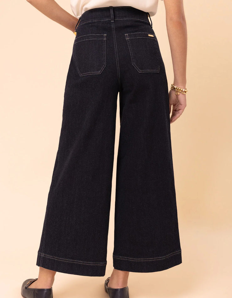 Spartina 449 Pritchard Wide Leg Pull On Jean Midnight Marina Rinse Wash SKU A10006128