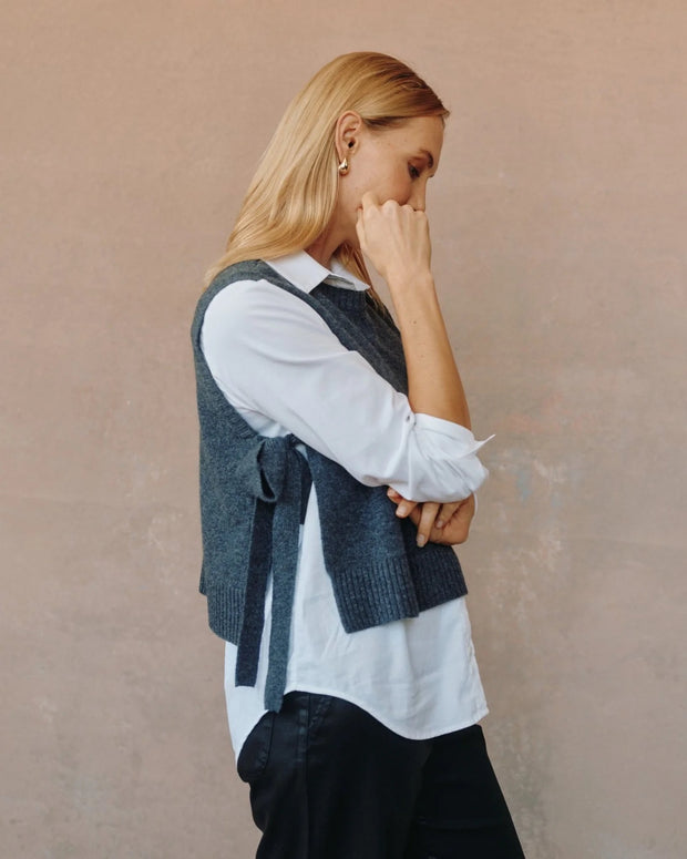 Bella Dahl Side Tie Vest -Charcoal