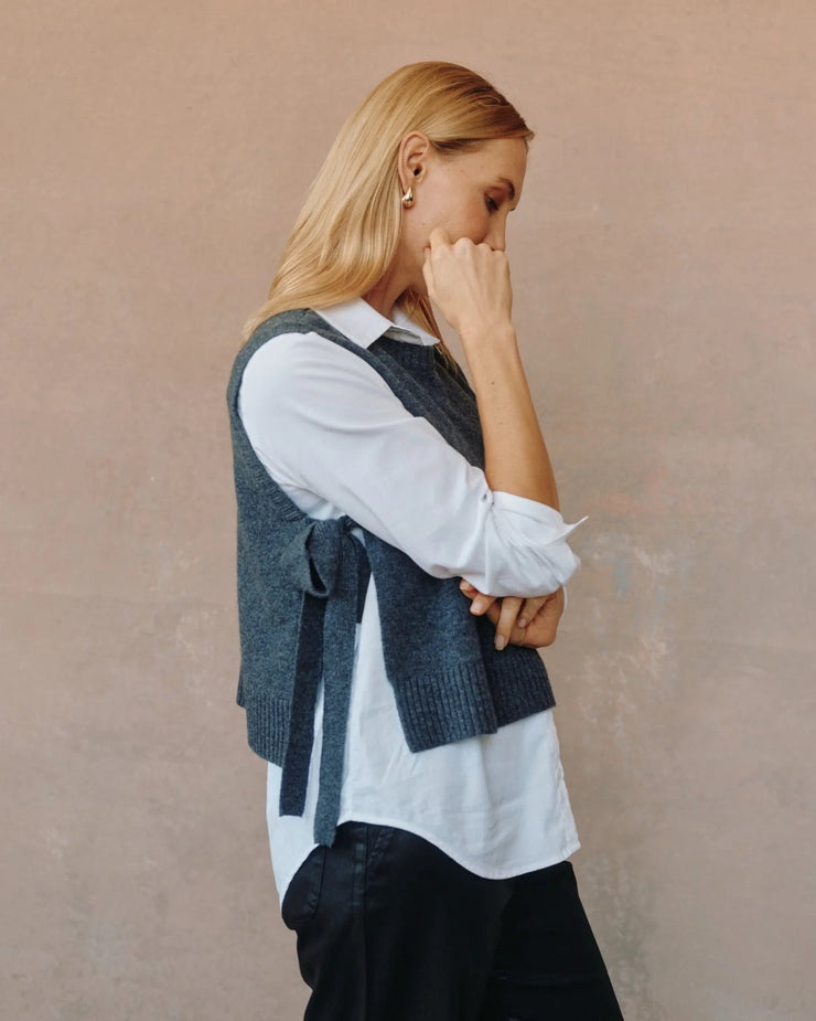 Bella Dahl Side Tie Vest -Charcoal