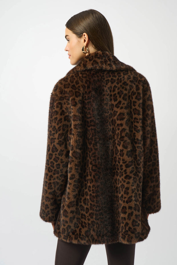 JR Faux Fur Leopard Print Double-Breasted Coat 253937
