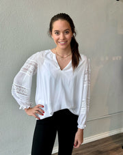 Joseph Ribkoff White Long Sleeve Lace Blouse 242124